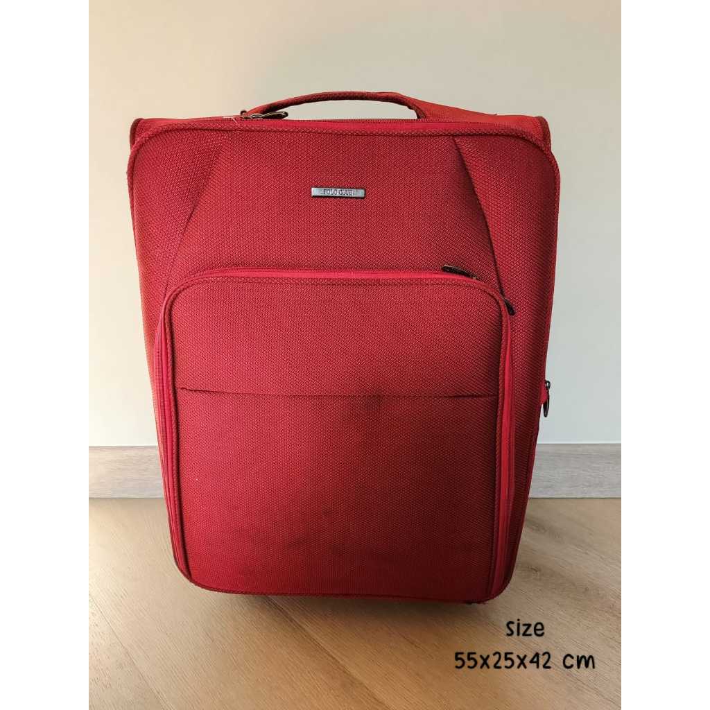 [size 24" inch ]Preloved koper merah kain besar tas travel polo club anti pecah