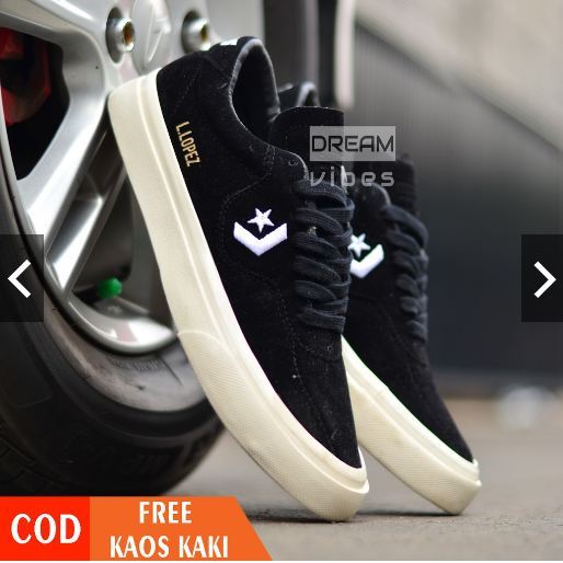 SEPATU CONVERSE SNEAKERS CONVERSE ONE STAR PLAYER OX BLACK WHITE J. LOPEZ HITAM PUTIH