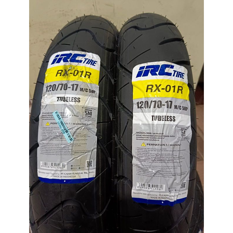 Ban luar IRC 120/70-17 RX01 Tubeles Motor MX King, Verza, Vixion 120/70 Ring 17