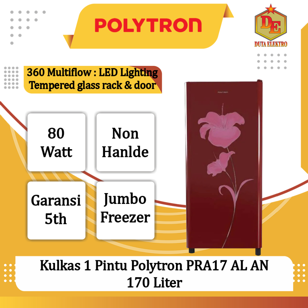 Kulkas 1 Pintu Polytron PRA 17 AL AN 170 Liter
