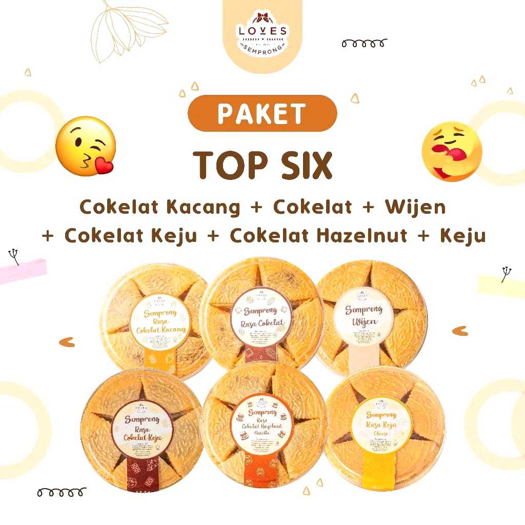 

LOVES SEMPRONG PAKET HEMAT PAKET TOP SIX KUE KERING SEMPRONG ENAK