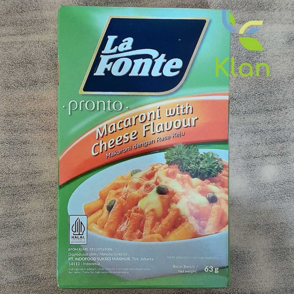 

LA FONTE PRONTO MACARONI WITH CHEESE FLAVOUR 63GR/ MACARONI PRONTO/ MAKARONI RASA KEJU/ PASTA