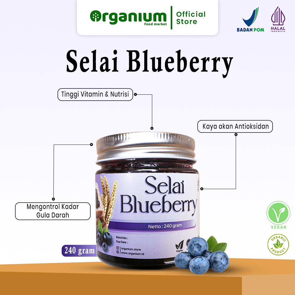 

Blueberry Jam ORGANIUM Selai Blueberry, Selai Roti Blueberry - 240g