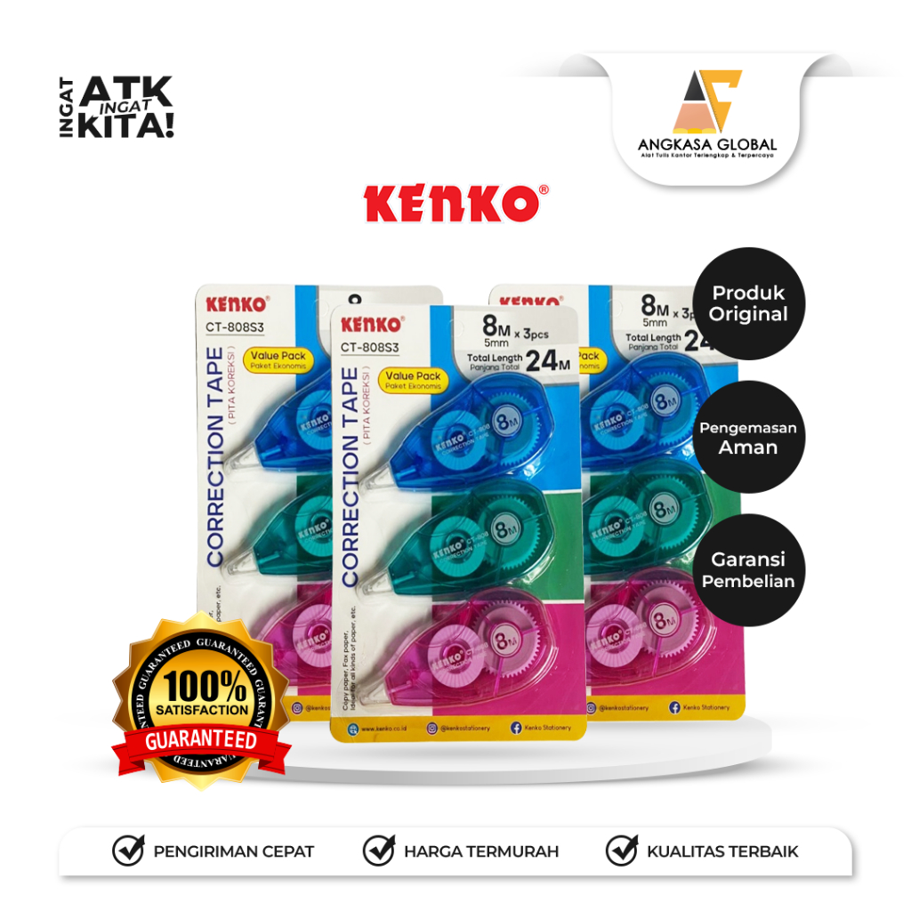 

KENKO PITA KOREKSI/ CORRECTION TAPE CT-808S3 [8M x 5mm] (1SET)