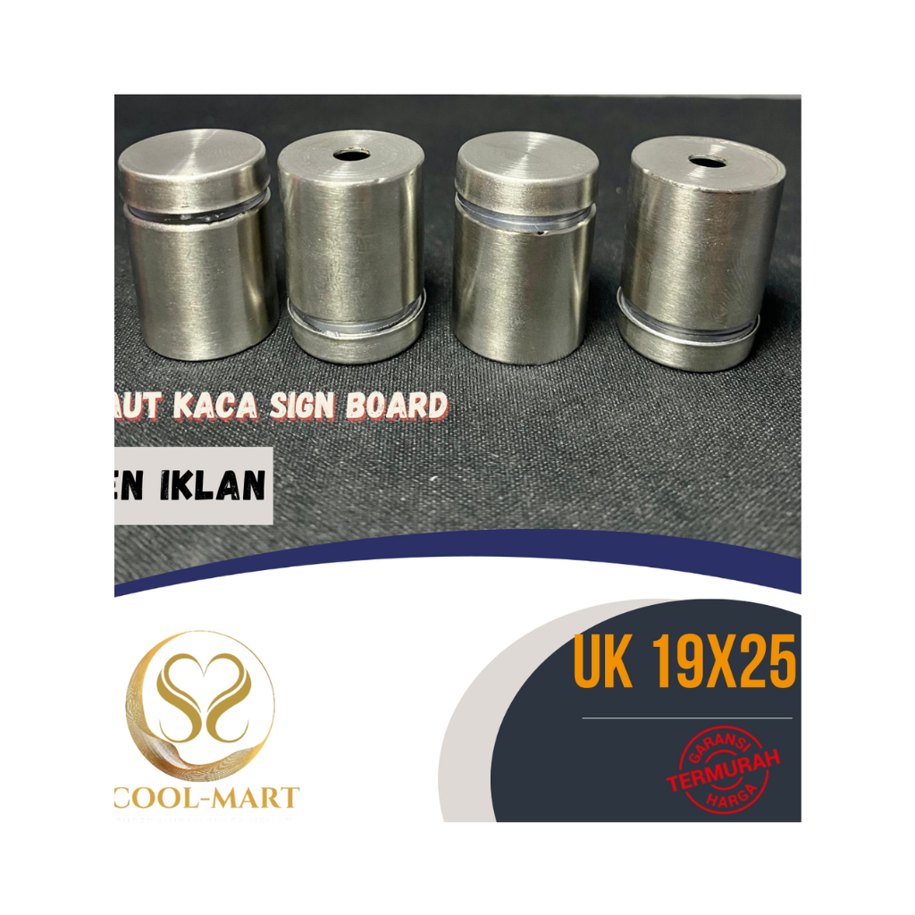 PEN IKLAN 19x25 Stainless / Baut Akrilik Baut Kaca Sign Board 19 x 25