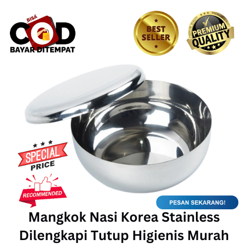 [BISA COD] PROMO Mangkok Nasi Korea Stainless Dilengkapi Tutup Higienis Murah Mangkok Korea Mangkok 