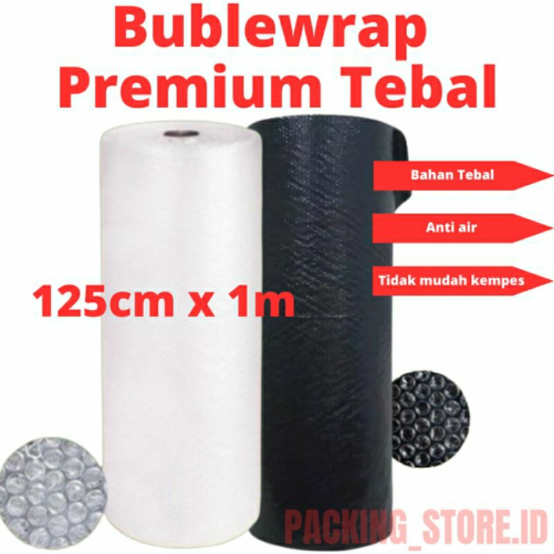 

Bubblewrap Premium Tebal Permeter Ukuran 125cm / Bubblewrap Hitam / Bubblewrap Bening