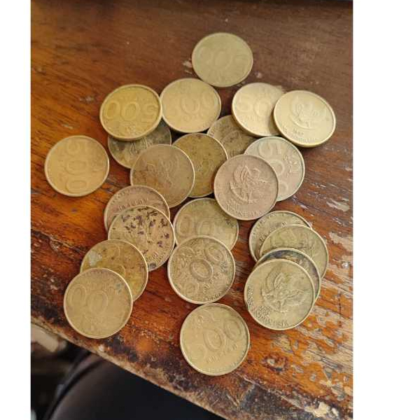 Uang Koin Kuno Rp 500 Rupiah Bunga Melati Kecil