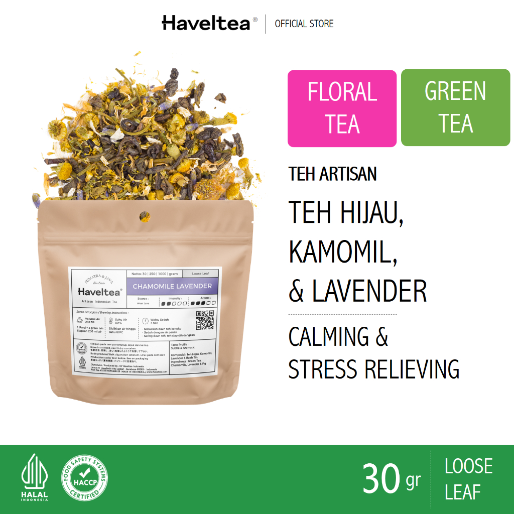 

CHAMOMILE LAVENDER | Small Pouch | Haveltea | Floral Green Tea | Loose Leaf