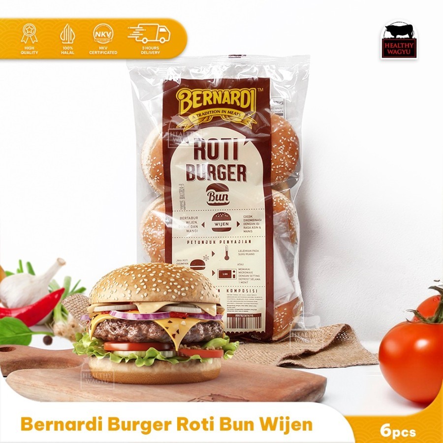 

Bernardi Roti Burger Wijen Burger Buns with Sesame Seeds 6 pcs Halal Healthy Wagyu