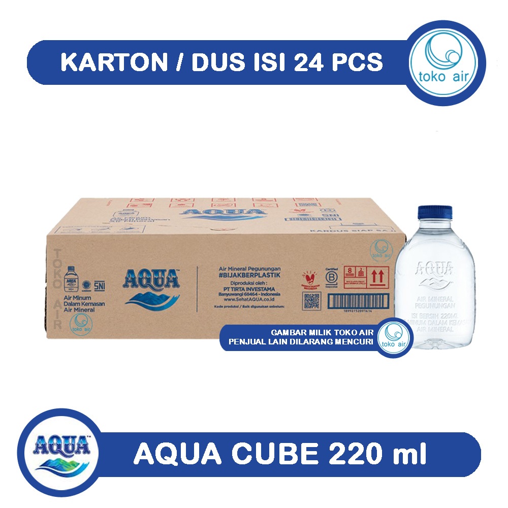 Aqua Cube 220 ml Botol Mini - Air Mineral