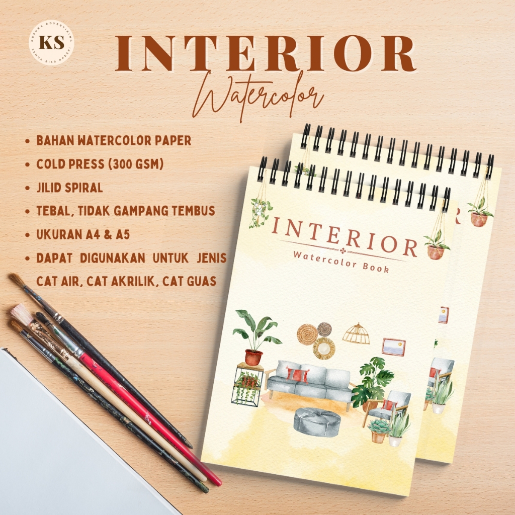 

WATERCOLOR BOOK INTERIOR Cold Press Acid Free 300gsm Buku Sketsa Mewarnai Remaja Dewasa A4 A5 Tebal