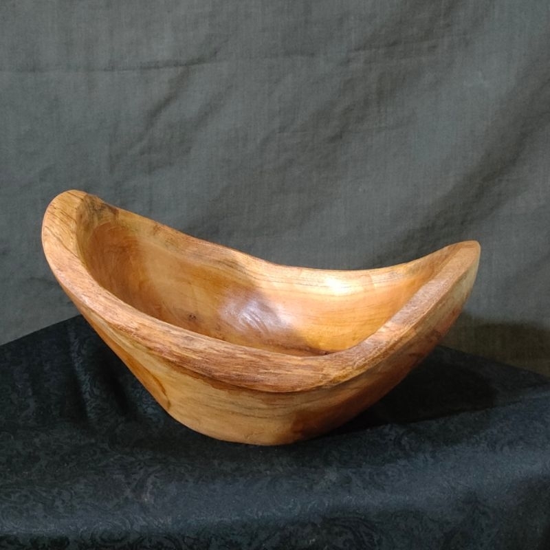 Hiasan meja Tempat buah kayu jati alami erosi akar jati