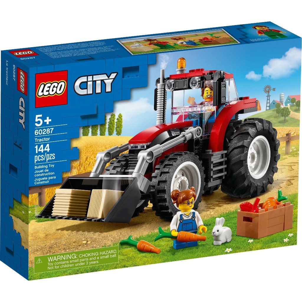 Traktor LEGO City 60287 Original – 148 Pcs Building Block, Fitur Ember Jungkit, Minifigure Petani An