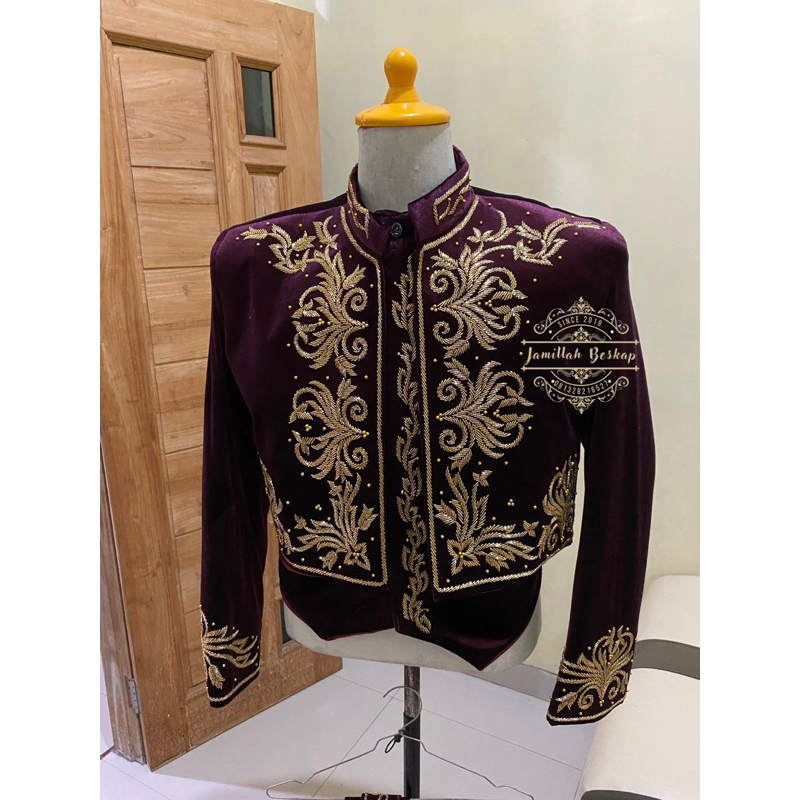 Beskap pengantin jawa || beskap jawa burgundy || Beskap peyet jawa cekak