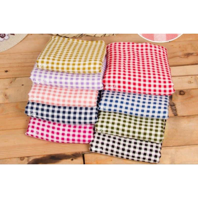 KAIN RAYON PREMIUM MOTIF KOTAK-KOTAK KECIL/RAYON MOTIF/BAHAN RAYON (harga tertera 50cm)