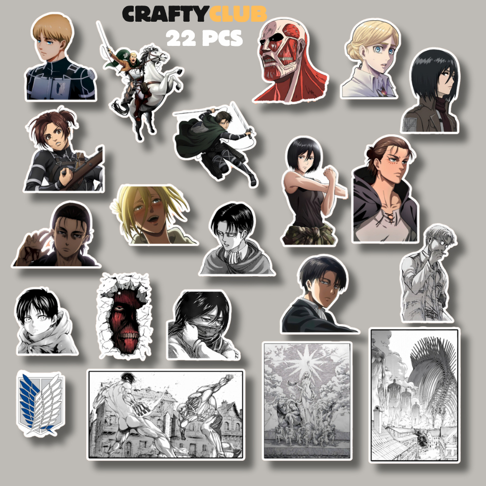 

Attack On Titan Sticker (22PCS) Waterproof. Cocok untuk Helm, Tumblr dan Tablet