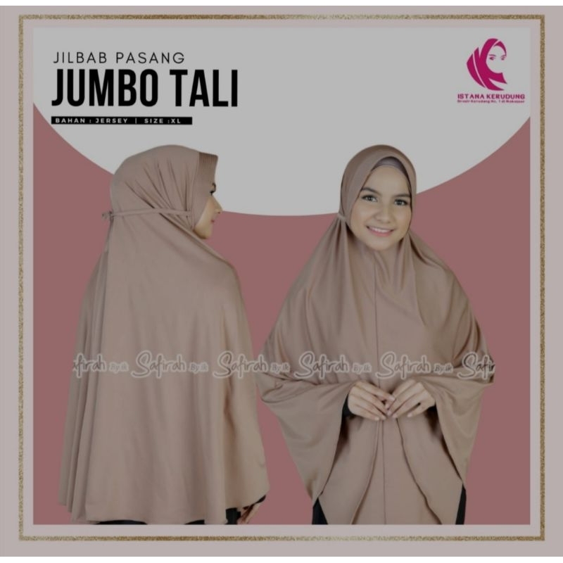 JILBAB PASANG KEKINIAN HIJAB JUMBO SYARI INSTAN TALI KUALITAS ORIGINAL BAHAN JERSEY PREMIUM