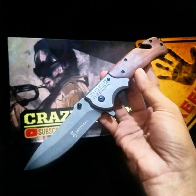 BERKUALITAS Pisau Survival Titanium Browning Solid Stell DA308 / Survival Kit / Survival