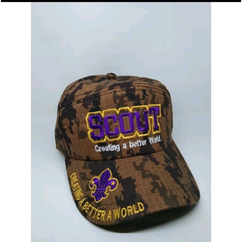 Topi loreng pramuka bahan ripstop bordir premium