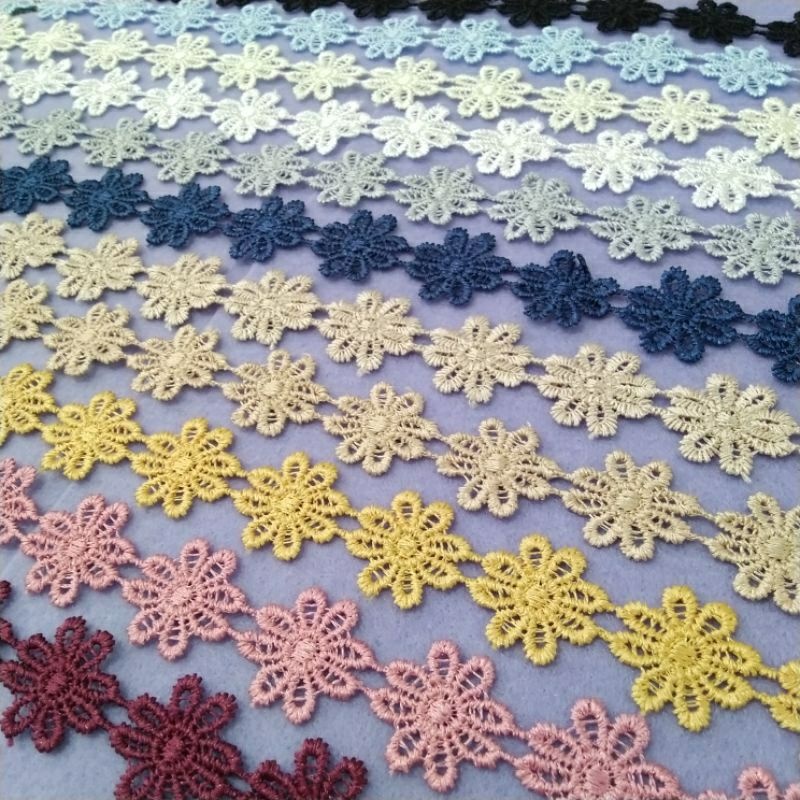 Renda Bunga Melati Besar / Renda Giper Melati Per Meter / Renda Melati 2,5 cm