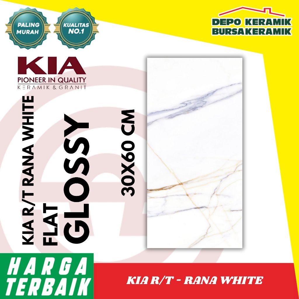 Keramik Motif 30x60 RANA WHITE -KIA- Glossy&FLAT