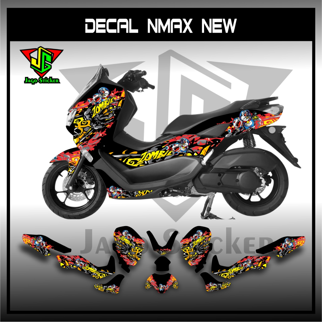 DECAL NMAX 2020 2021 2022 NEW - STIKER FULL BLOK NMAX 2020 2021 2022 - DORAEMON ZOMBIE - STIKER NMAX