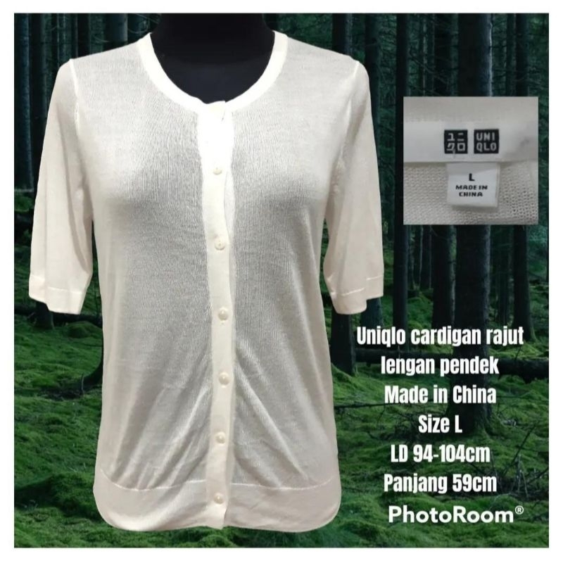 Uniqlo cardigan rajut wanita lengan pendek
