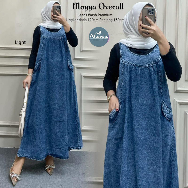 Overall Jeans Jumbo Moyya Overall Rok Denim Polos Jumpsuit Lepis Terbaru