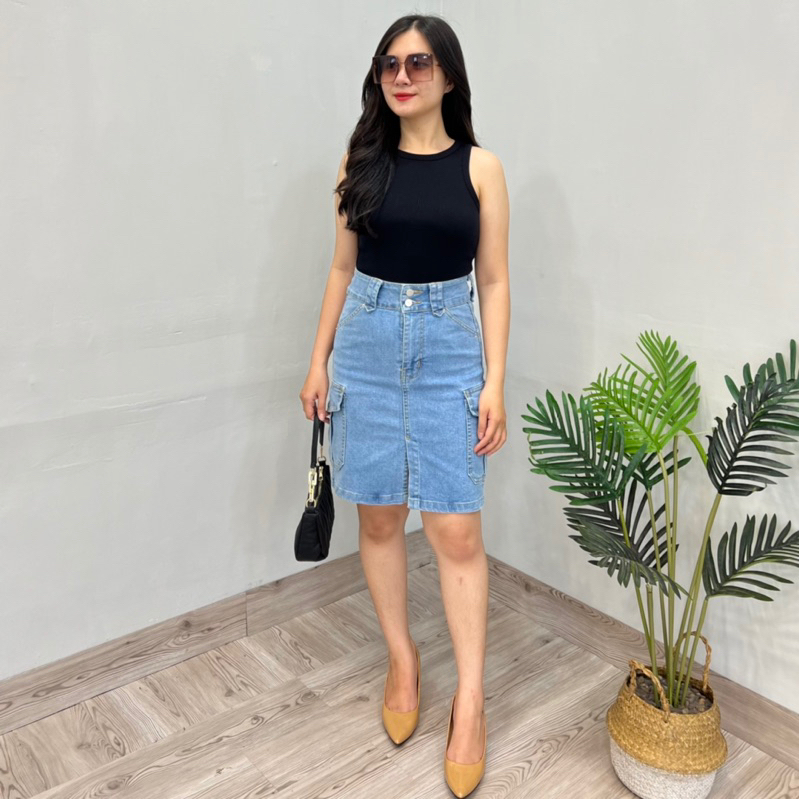 CKEY JEANS ROK CARGO  WANITA 230.011.8 - 230.011.4 - 230.011.2 || ROK JEANS WANITA IMPORT FASHION