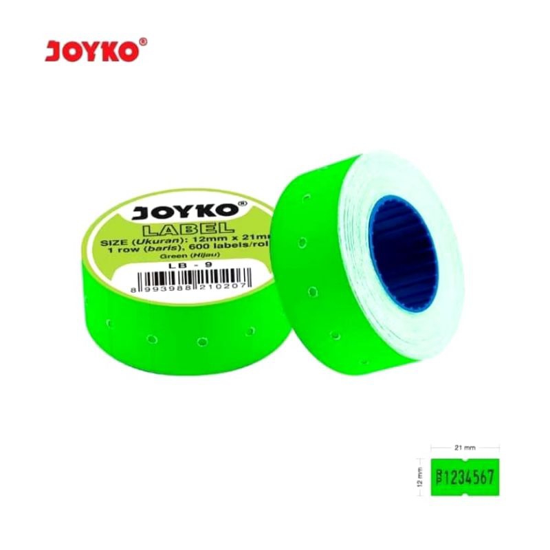 

Kertas Label Harga / Price Label Roll Joyko 1 Baris Warna Hijau LB 9