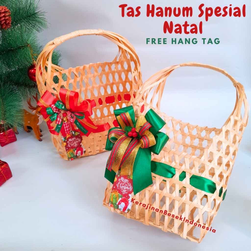

GOODIE BAG SPESIAL PITA NATAL BONUS TAG Tas hanum 20x10 & 25x10 hampers christmas parsel wine toples kue