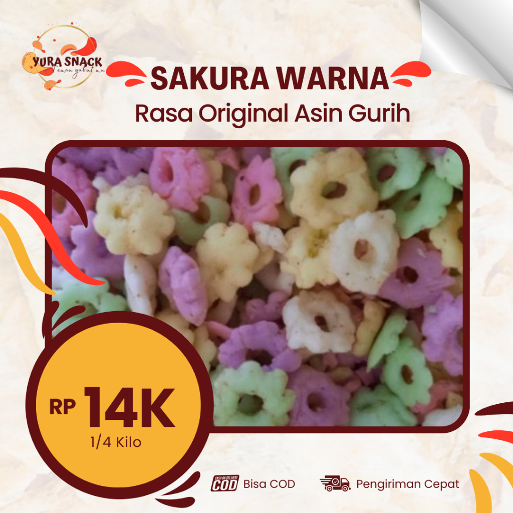 

Sakura Warna - Sakura Geer -Sakura Ngebut Camilan Renyah dan Lezat Ukuran 250grm, 500grm, 1000 grm