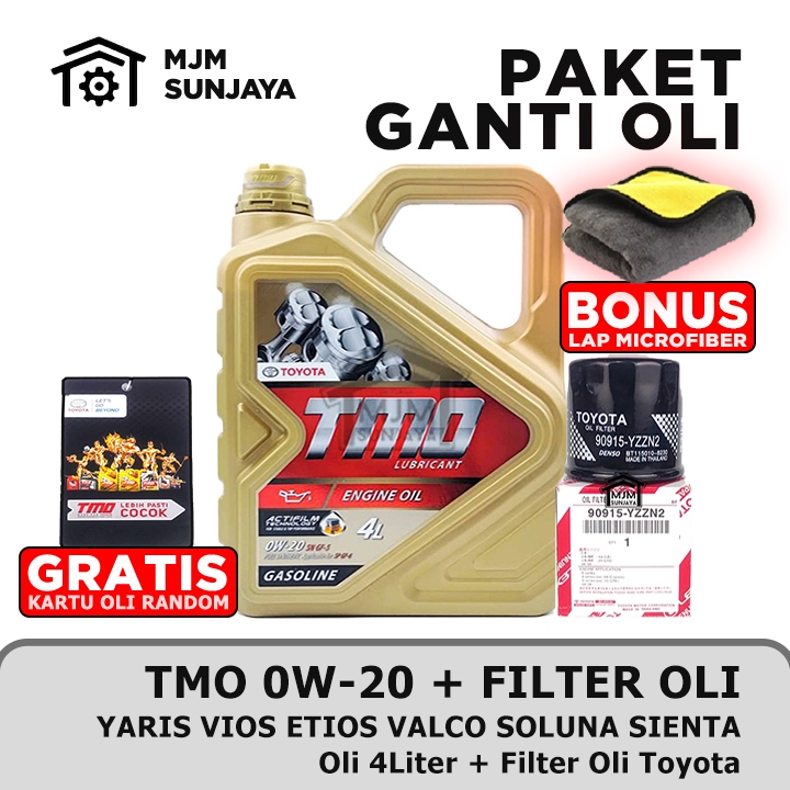 [GRATIS FILTER OLI] PAKET Ganti Oli Mesin TMO GOLD SAE 0W-20 4 Liter TOYOTA Yaris Vios Limo Sienta S