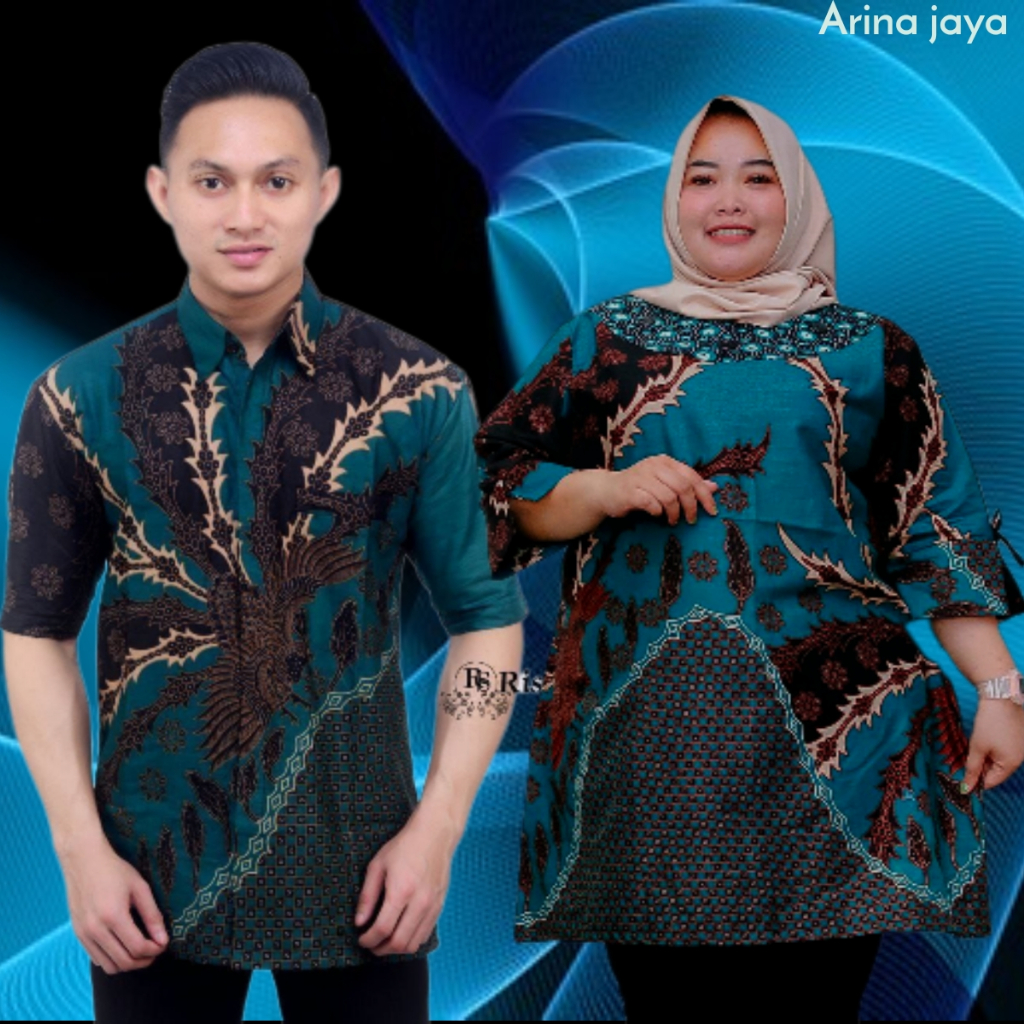 Baju Couple Atasan Batik  Terbaru Tunik Jumbo LD140 Kemeja Lengan Pendek Hem Jumbo
