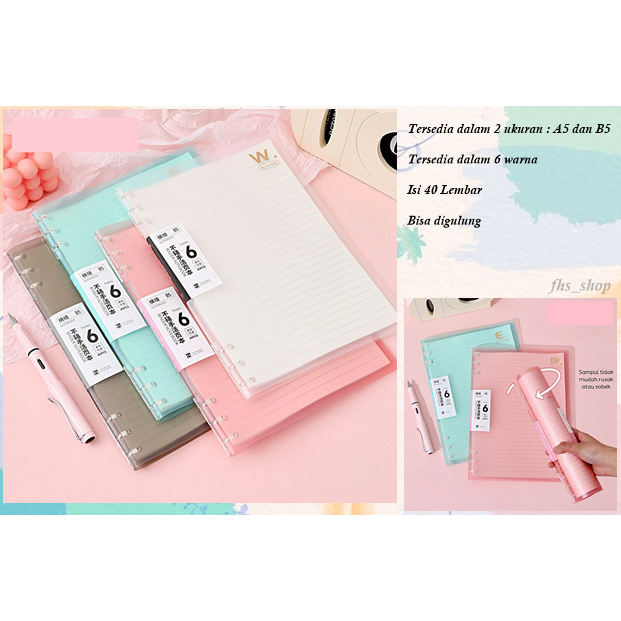 

Binder Transparan 6 Ring Binder Aesthetic Binder B5 Binder A5 Soft Cover 6 Ring Slim File Binder