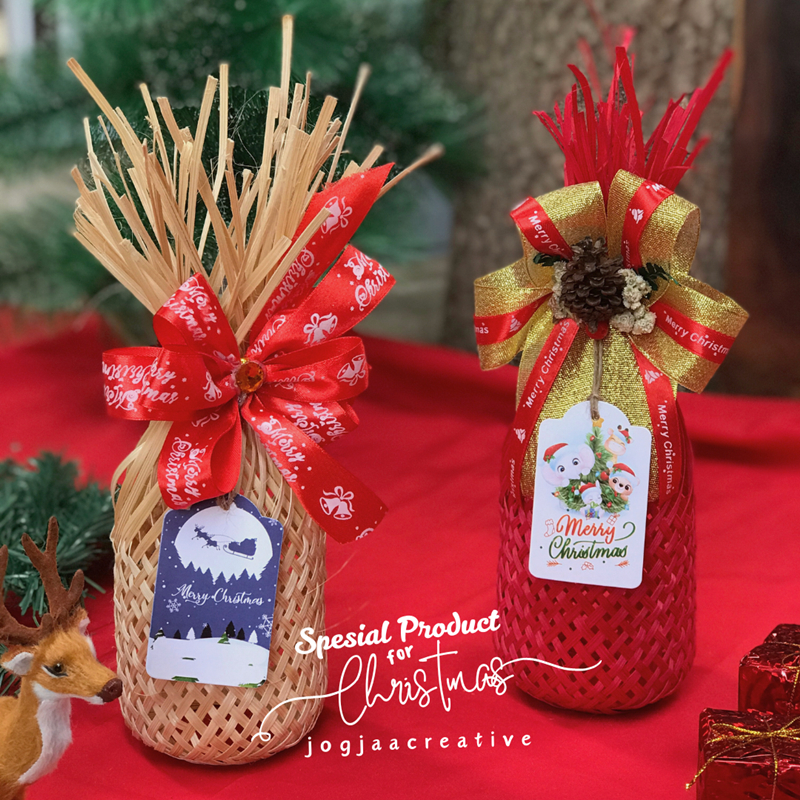 [Christmas Series] KRONGSO Bambu Natural Warna PITA NATAL besek ikat krongso bambu keranjang kue kre