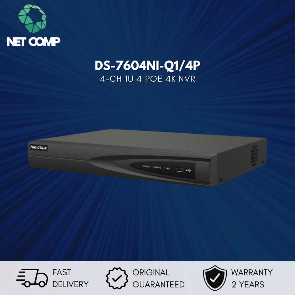 HIKVISION DS-7604NI-Q1/4P 4-ch 1U 4 PoE 4K NVR