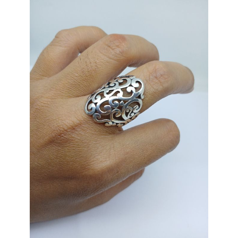 cincin perak bali ukiran lebar