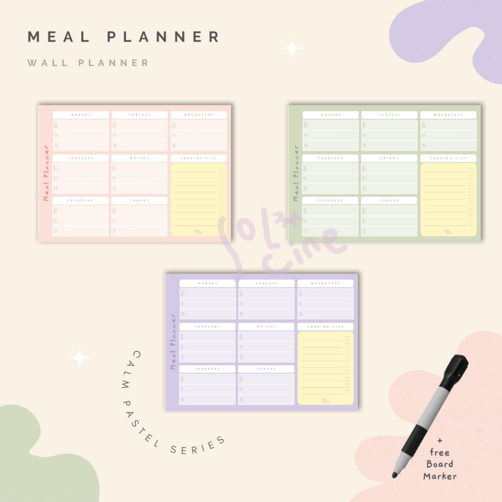 

Meal Planner / Wall Planner - Calm Pastel Series