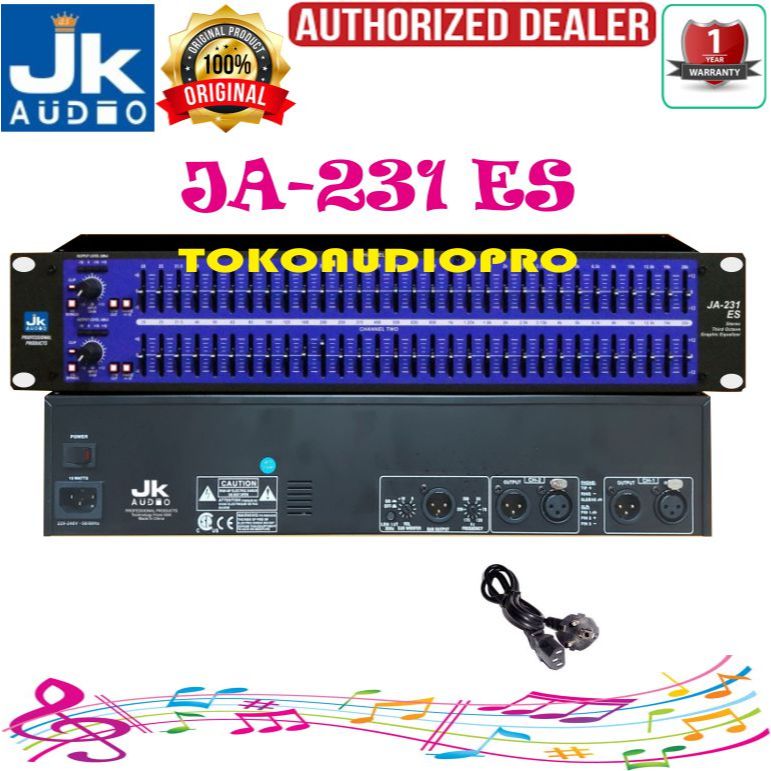 Equalizer JA231 JK Audio JA 231ES JA-231 JA231ES Dual 31-Band Graphic Equalizer