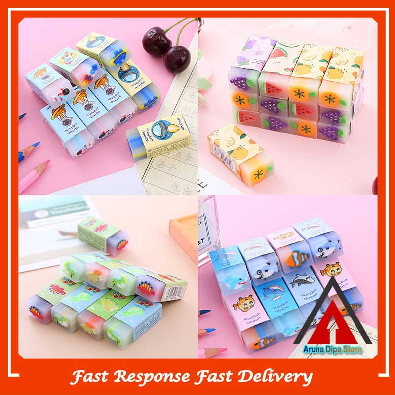 

Penghapus Pensil Karakter Ocean Buah Dino Space Animal / Stip Karet Sekolah Motif Lucu Import / TM-182