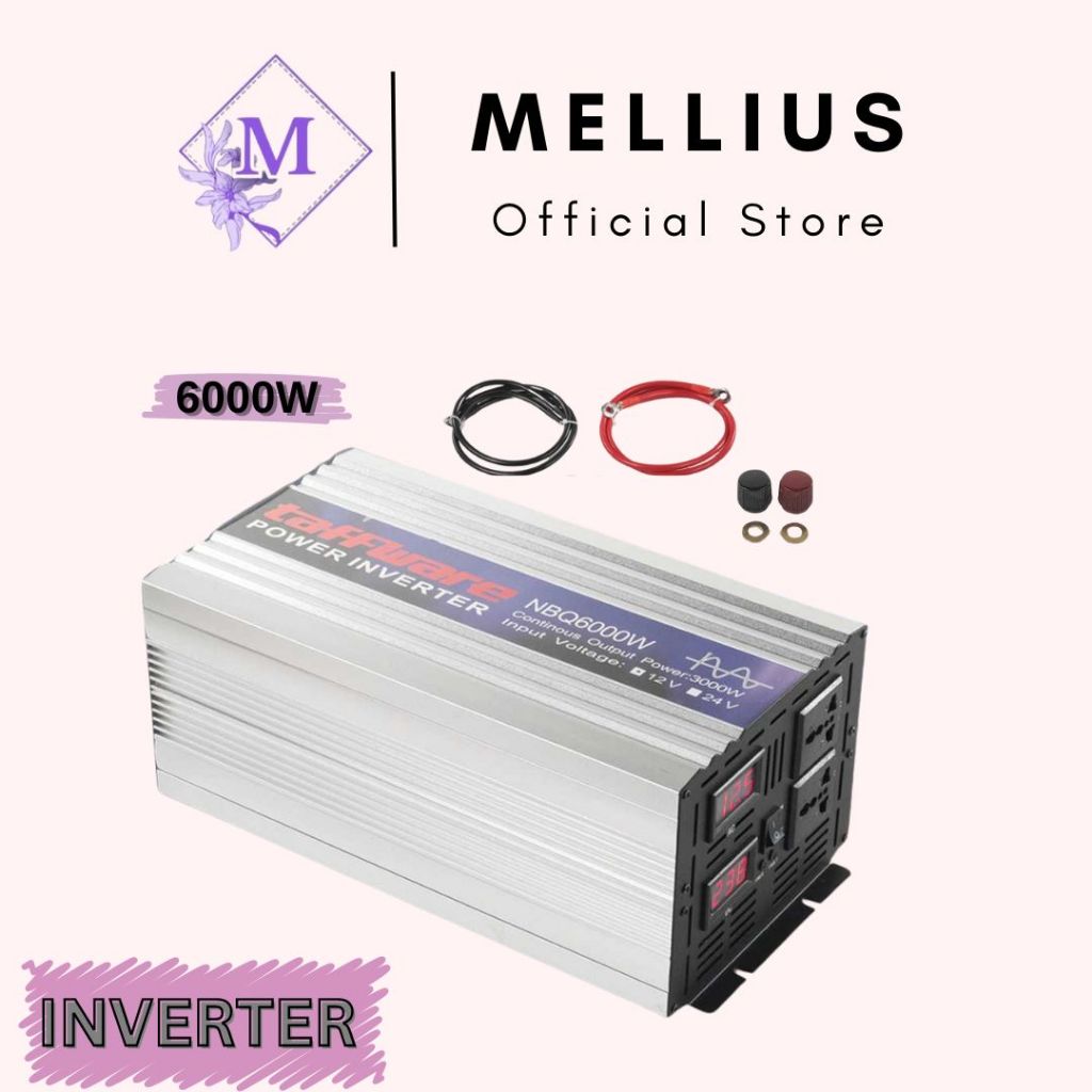 Car Power Inverter With Pure Sine Wave DC 12V to AC 220V 6000W - 12V Digital Aki Battery Alat Elektr