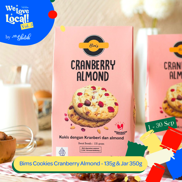 

Bims Cranberry Almond Cookies - Kukis dengan Kacang Badam | Sweet Snack | Halal | Rak Sebelah
