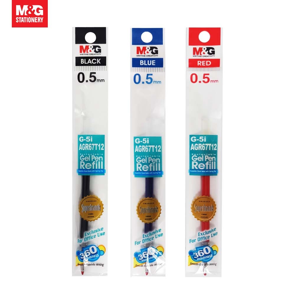

M&G Retractable Gel Pen Refill 0.5mm Black / Red / Blue Ink
