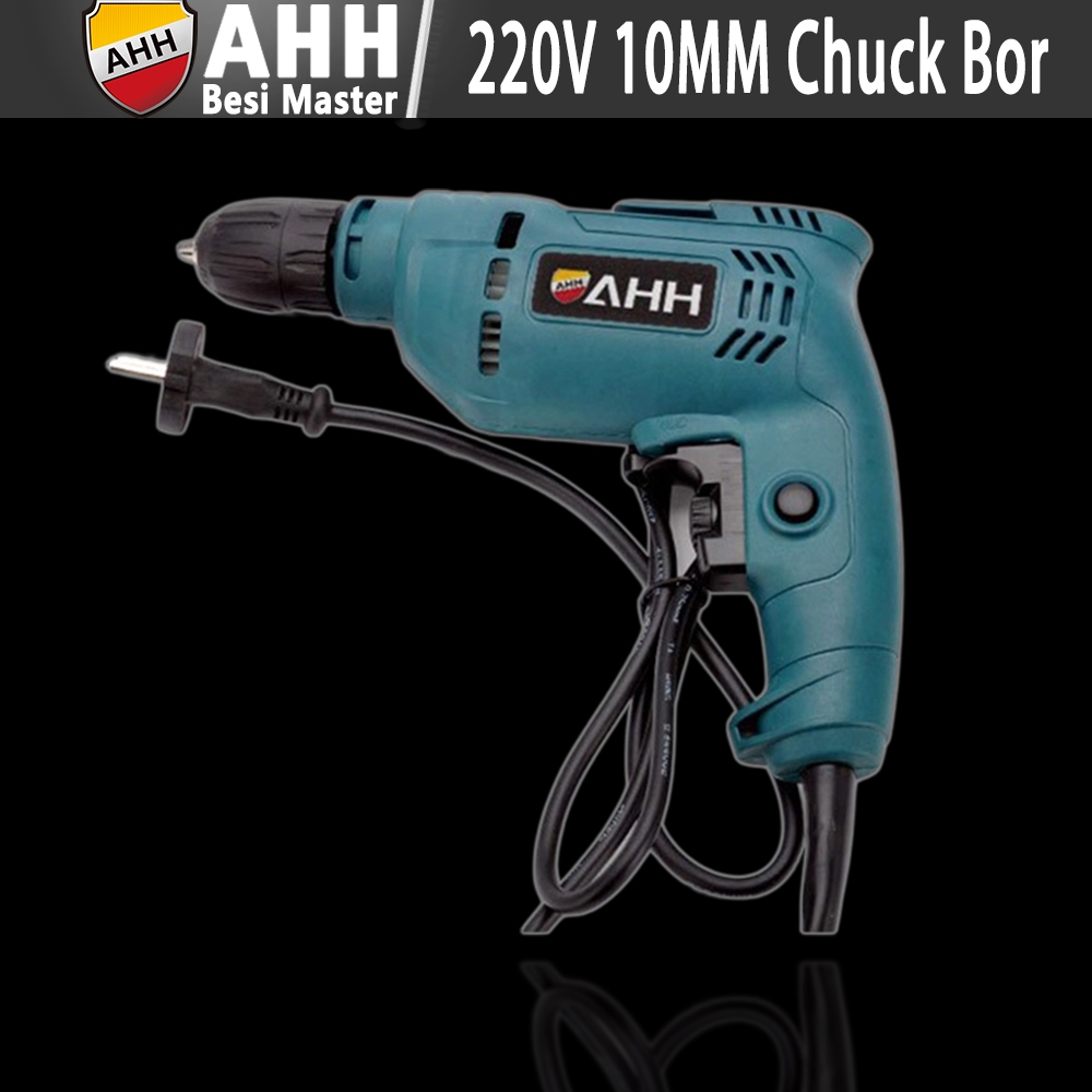 AHH Besi 10MM Chuck Bor Listrik Impact Drill Listrik Mesin Bor Listrik Impact Drill Bolak Balik Elec