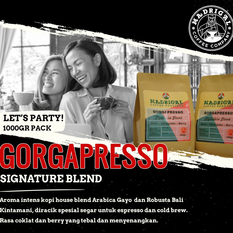 

Kopi House Blend Signature GORGAPRESSO Madrigal Coffee Arabica Robusta 1000gr