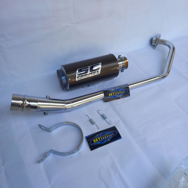 knalpot racing SC PROJECT karbon full bas buat motor satria fu 150,sonic,jupiter mx old,jupiter mx n