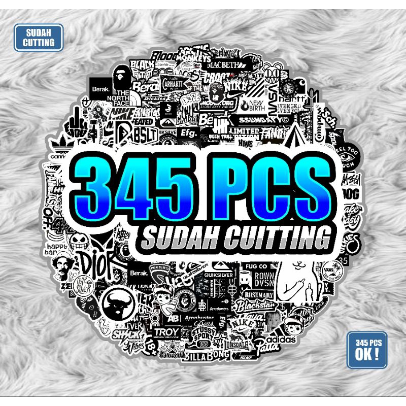 

Stiker brand series hitam putih isi 345pcs stiker aesthetic stiker keren