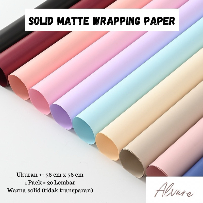 

[5 Lembar] Solid Matte Flower Wrapping Paper Cellophane Full Color Ecer Kertas Buket